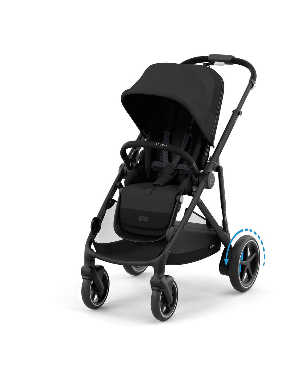 Cybex Cybex e-Gazelle S Electric Single to Double Pushchair Bundle with Cybex Aton B2 i-Size Car Seat and Base (6 Pieces) – Black