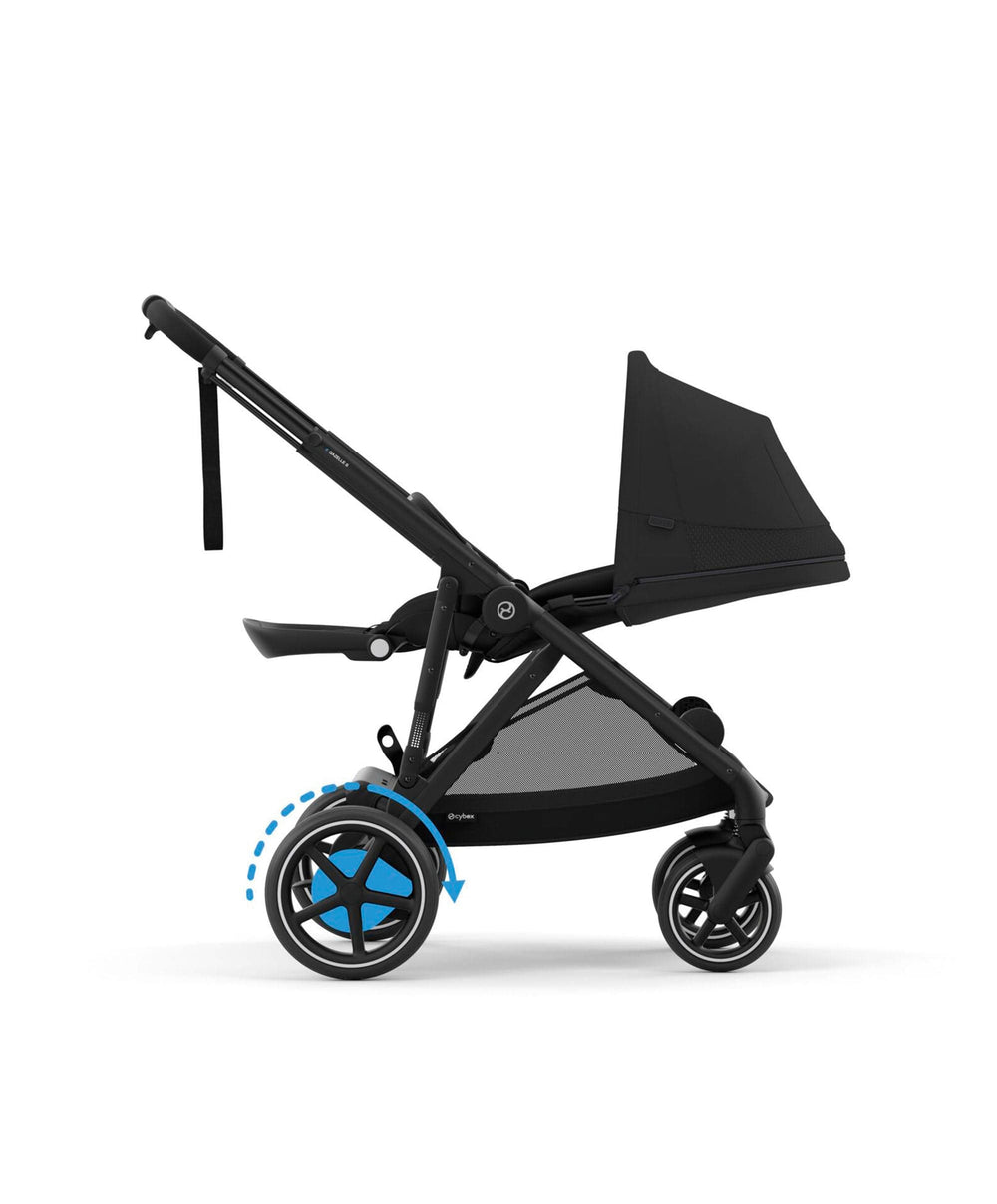 Cybex Cybex e-Gazelle S Electric Single to Double Pushchair Bundle with Cybex Aton B2 i-Size Car Seat and Base (6 Pieces) – Black