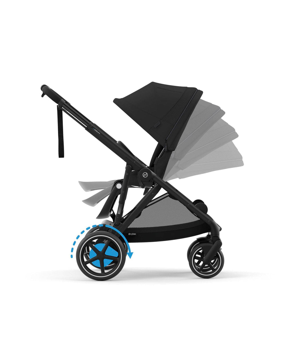 Cybex Cybex e-Gazelle S Electric Single to Double Pushchair Bundle with Cybex Aton B2 i-Size Car Seat and Base (6 Pieces) – Black