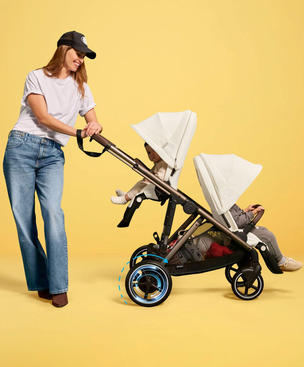 Cybex Cybex e-Gazelle S Electric Single to Double Pushchair Bundle with Cybex Aton B2 i-Size Car Seat and Base (6 Pieces) – Black