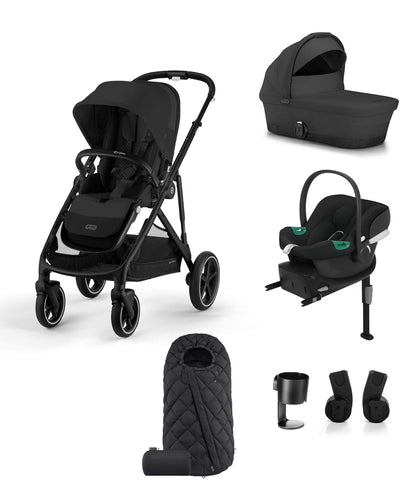 Cybex Cybex Gazelle Pushchair Bundle - Moon Black (6 piece) with Aton B2 Car Seat