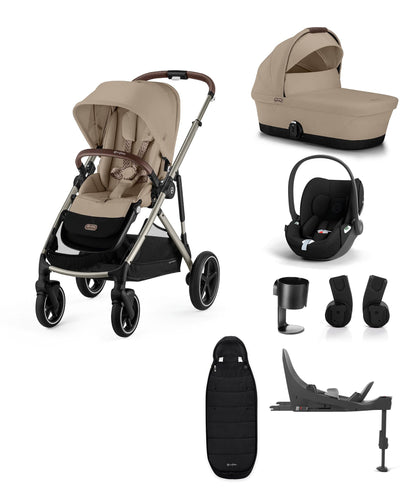Cybex Cybex Gazelle S Pushchair 7 Piece Bundle with Cloud T i-Size Baby Car Seat & Base - Almond Beige
