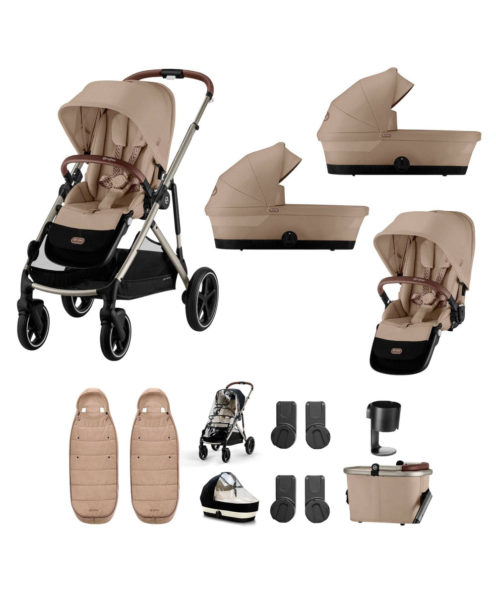 Cybex Cybex Gazelle S Twin Pushchair Bundle (12 Pieces) - Almond Beige