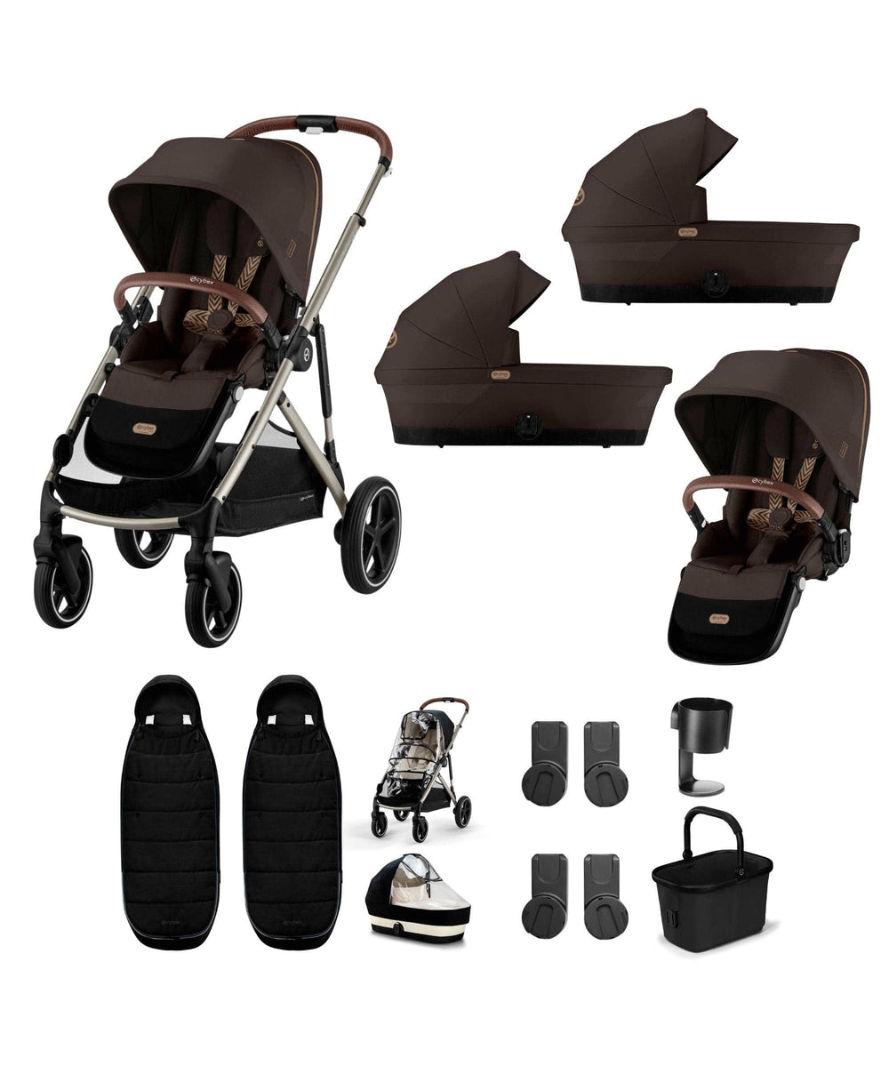 Cybex Cybex Gazelle S Twin Pushchair Bundle (12 Pieces) - Chocolate Brown