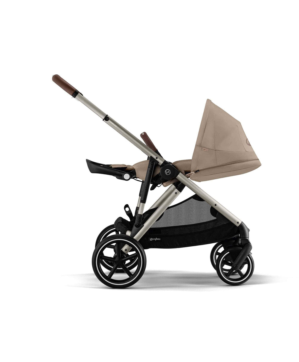 Cybex Cybex Gazelle S Twin Pushchair Bundle with Cybex Cloud T i-Size Rotating Baby Car Seat &amp; Base (16 Pieces)- Almond Beige