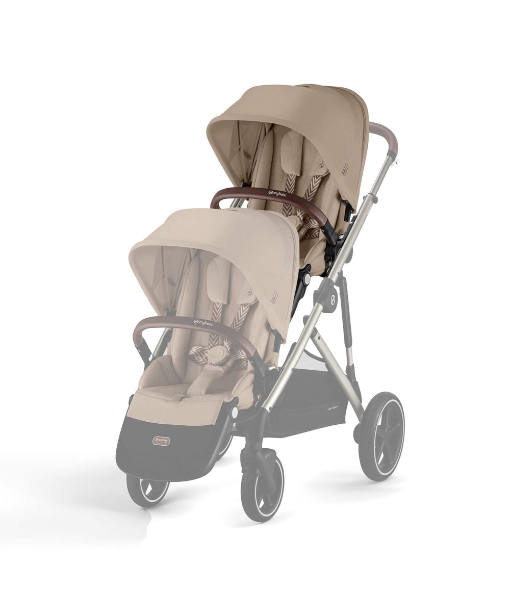 Cybex Cybex Gazelle S Twin Pushchair Bundle with Cybex Cloud T i-Size Rotating Baby Car Seat &amp; Base (16 Pieces)- Almond Beige