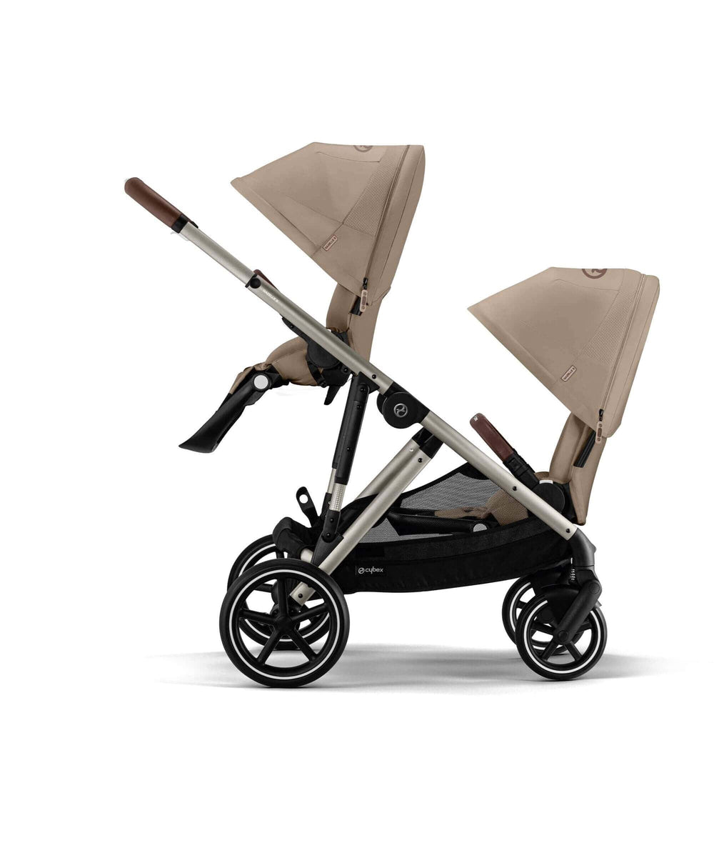 Cybex Cybex Gazelle S Twin Pushchair Bundle with Cybex Cloud T i-Size Rotating Baby Car Seat &amp; Base (16 Pieces)- Almond Beige