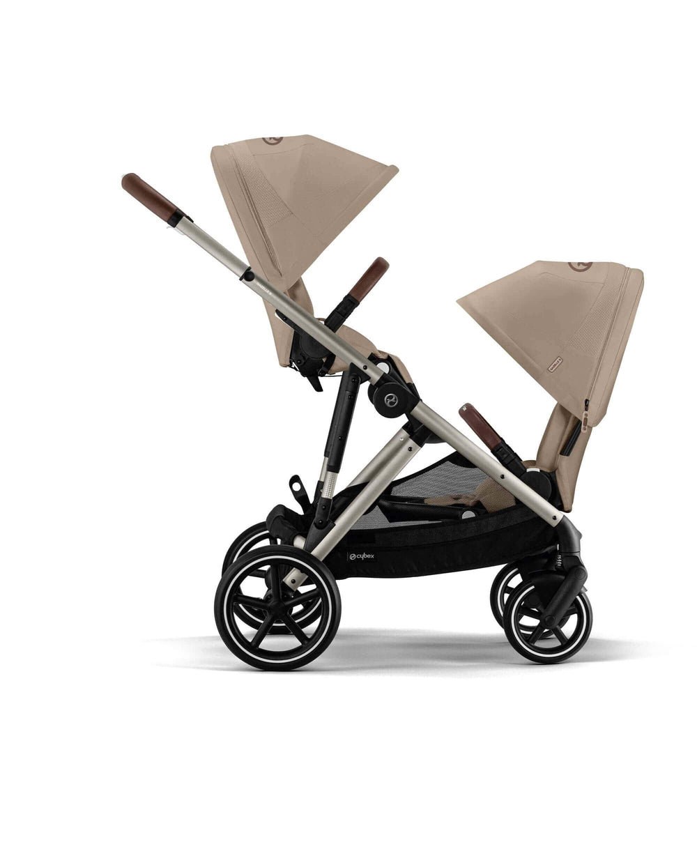 Cybex Cybex Gazelle S Twin Pushchair Bundle with Cybex Cloud T i-Size Rotating Baby Car Seat &amp; Base (16 Pieces)- Almond Beige