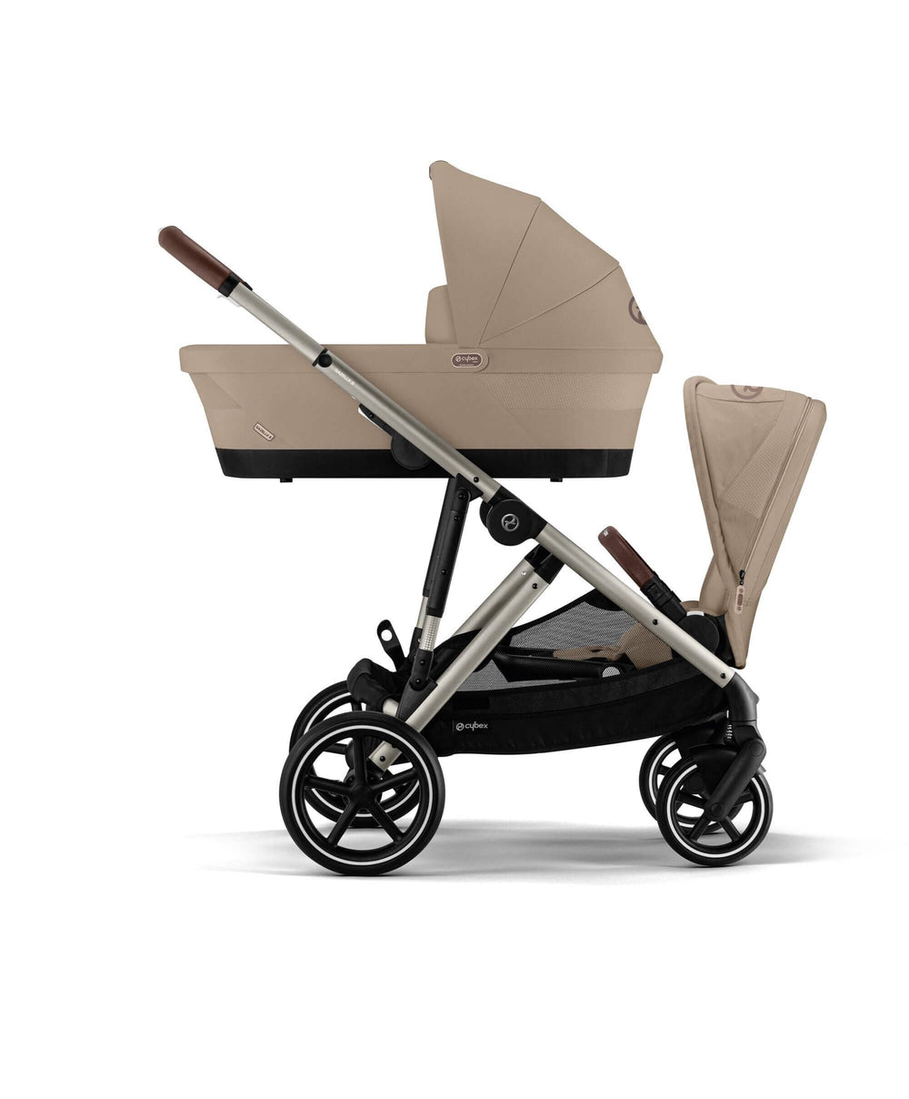Cybex Cybex Gazelle S Twin Pushchair Bundle with Cybex Cloud T i-Size Rotating Baby Car Seat &amp; Base (16 Pieces)- Almond Beige