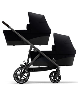 Cybex Cybex Gazelle S Twin Pushchair Bundle with Cybex Cloud T i-Size Rotating Baby Car Seat & Base (16 Pieces) - Moon Black