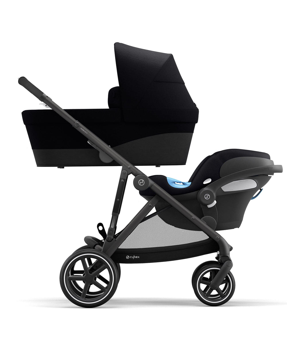 Cybex Cybex Gazelle S Twin Pushchair Bundle with Cybex Cloud T i-Size Rotating Baby Car Seat &amp; Base (16 Pieces) - Moon Black
