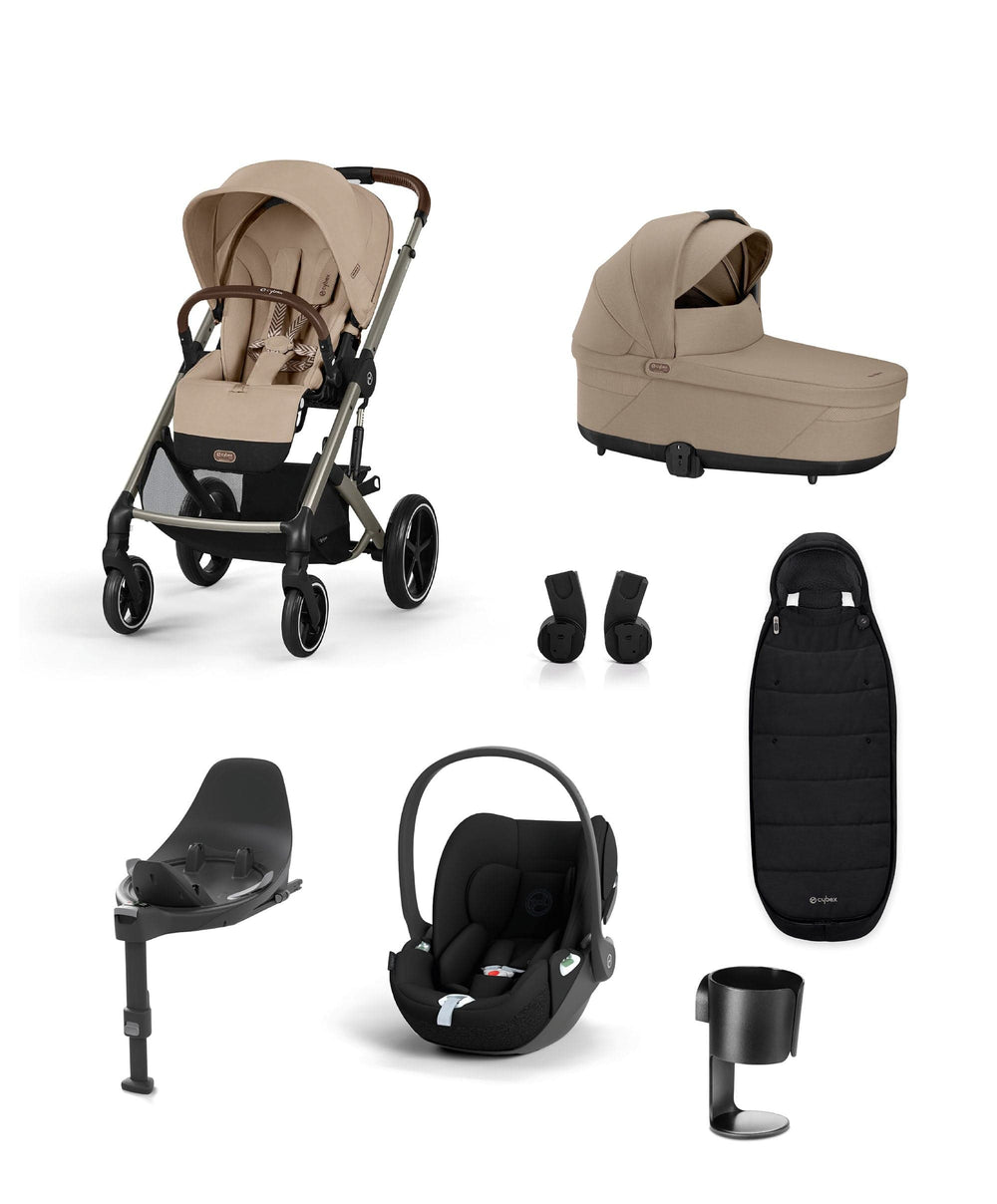 Cybex Pushchairs Cybex Balios S Lux Pushchair Bundle With Cybex Cloud T i-Size + Baby Car Seat &amp; Base (7 Pieces) - Almond Beige
