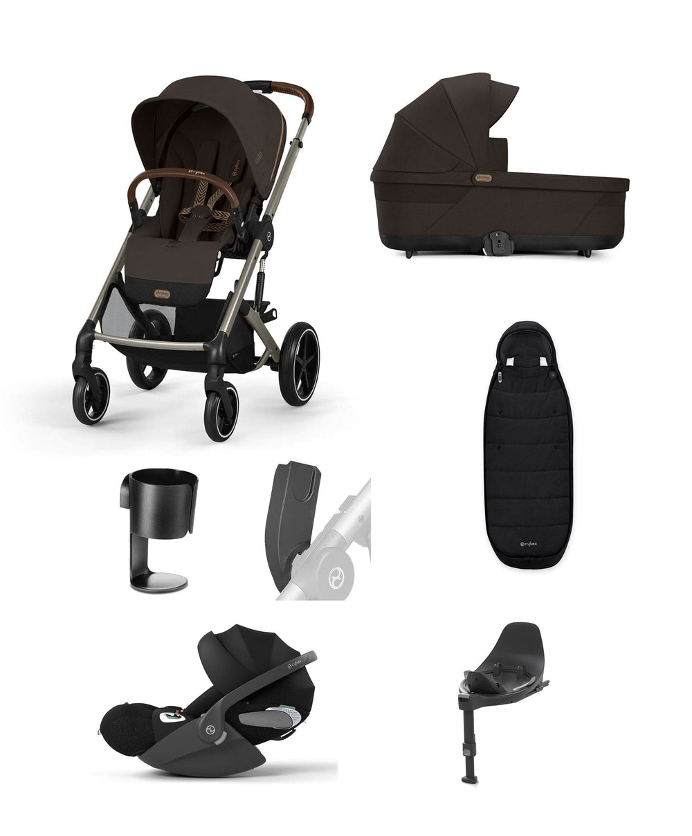 Cybex Pushchairs Cybex Balios S Lux Pushchair Bundle With Cybex Cloud T i-Size Rotating Baby Car Seat &amp; Base (7 Pieces) - Chocolate Brown