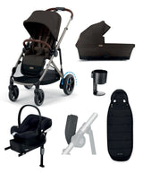 Cybex Pushchairs Cybex e-Gazelle S Electric Pushchair Bundle with Cybex Aton B2 i-Size Car Seat and Base (6 Pieces) – Chocolate Brown