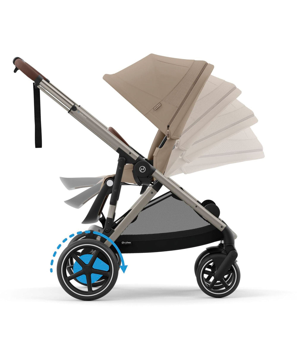 Cybex Pushchairs Cybex e-Gazelle S Electric Single to Double Pushchair Bundle (5 Pieces) - Almond Beige