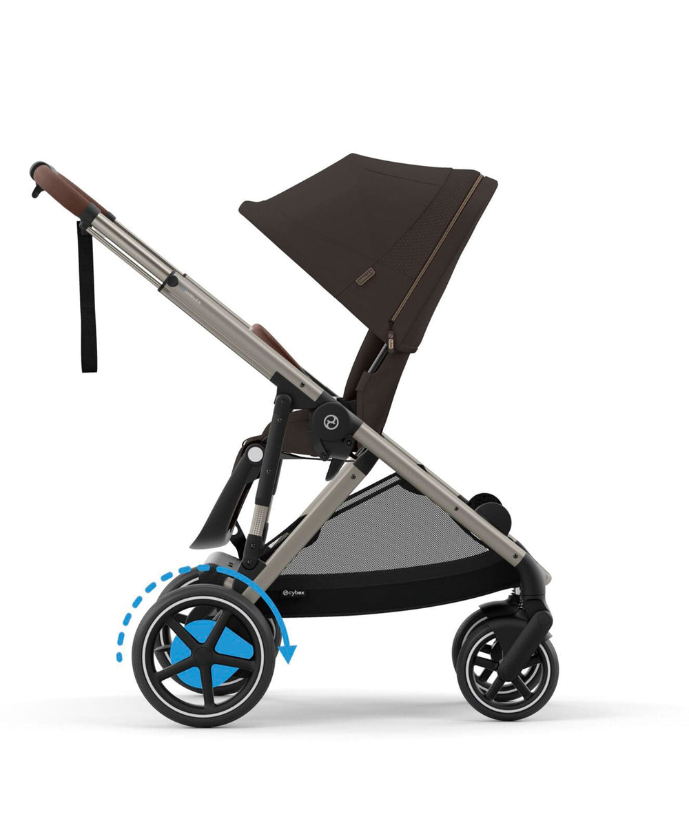 Cybex Pushchairs Cybex e-Gazelle S Electric Single to Double Pushchair Bundle (5 Pieces) - Chocolate Brown