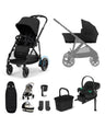 Cybex Pushchairs Cybex e-Gazelle S Electric Single to Double Pushchair Bundle with Cybex Aton B2 i-Size Car Seat and Base (6 Pieces) – Black