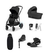 Cybex Pushchairs Cybex e-Gazelle S Electric Single to Double Pushchair Bundle with Cybex Cloud T i-Size Rotating Car Seat (7 Pieces) - Black