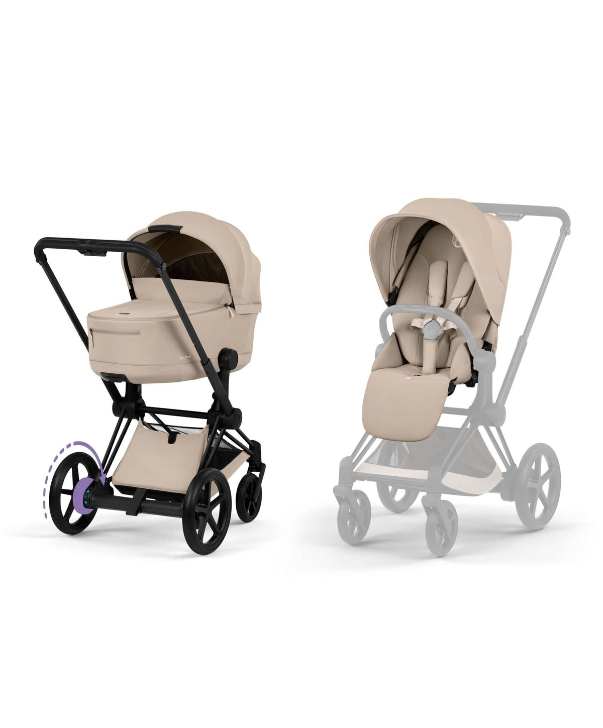 Cybex Pushchairs Cybex ePRIAM Pushchair & Carry Cot - Cozy Beige