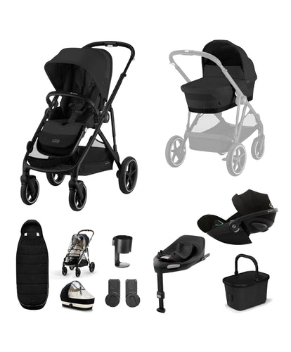 Cybex Pushchairs Cybex Gazelle S Pushchair Bundle (7 Pieces) with Cybex Cloud G Car Seat - Moon Black