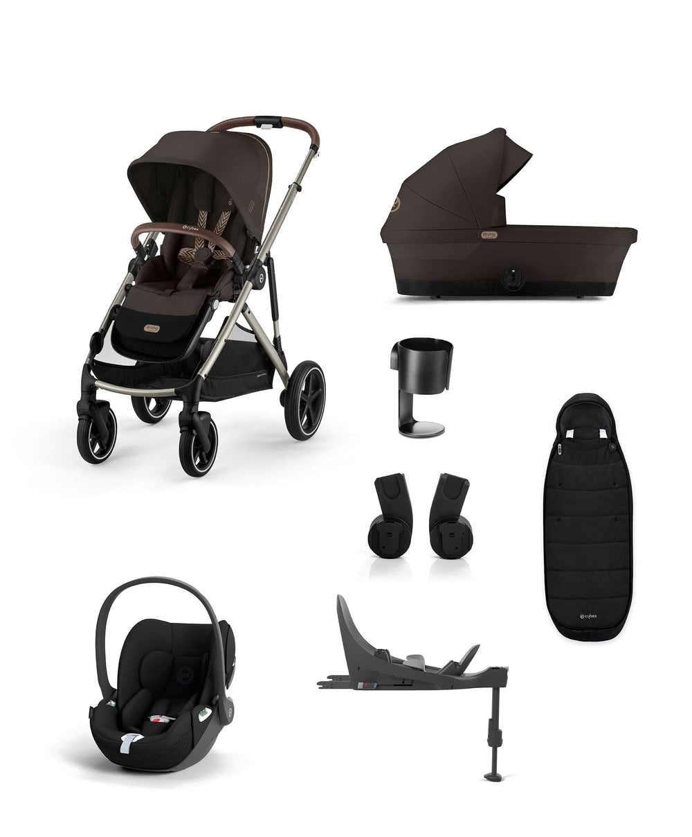 Cybex Pushchairs Cybex Gazelle S Pushchair Bundle with Cloud T i-Size Baby Car Seat &amp; Base (7 Pieces) - Chocolate Brown