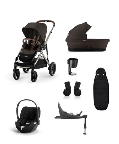 Cybex Pushchairs Cybex Gazelle S Pushchair Bundle with Cloud T i-Size Baby Car Seat & Base (7 Pieces) - Chocolate Brown