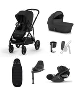 Cybex Pushchairs Cybex Gazelle S Pushchair Bundle with Cybex Cloud T i-Size Rotating Baby Car Seat (7 Pieces) - Moon Black