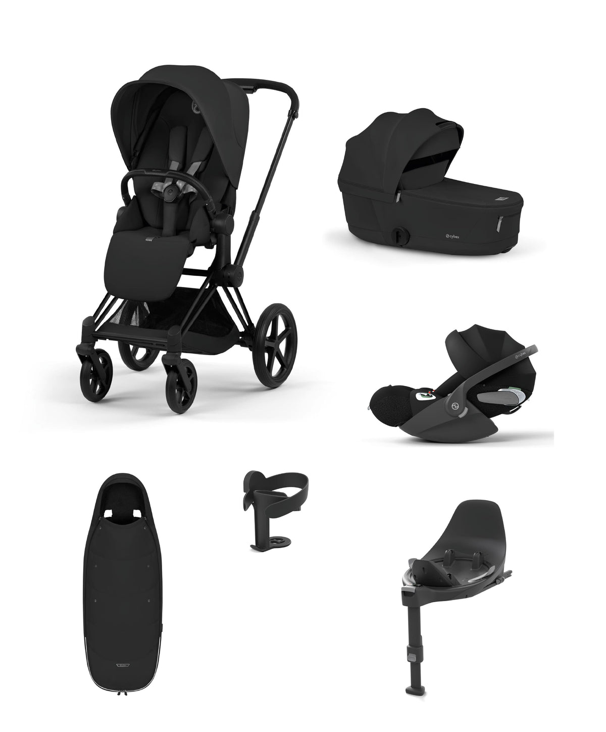 Cybex Pushchairs Cybex Priam Ultimate Pushchair Bundle with Cybex Cloud T i-Size Rotating Baby Car Seat & Base - Sepia Black