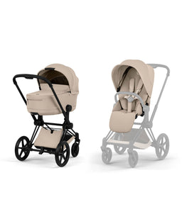 Cybex Pushchairs Cybex Priam Ultimate Pushchair Bundle With Cybex Cloud T Plus - Black/Cozy Beige