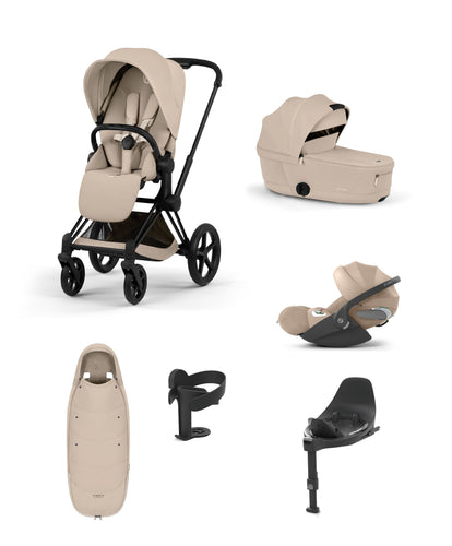 Cybex Pushchairs Cybex Priam Ultimate Pushchair Bundle With Cybex Cloud T Plus - Black/Cozy Beige