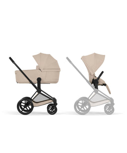 Cybex Pushchairs Cybex Priam Ultimate Pushchair Bundle With Cybex Cloud T Plus & Cybex Sirona T I-Size Plus Car Seat & Base - Black/Cozy Beige