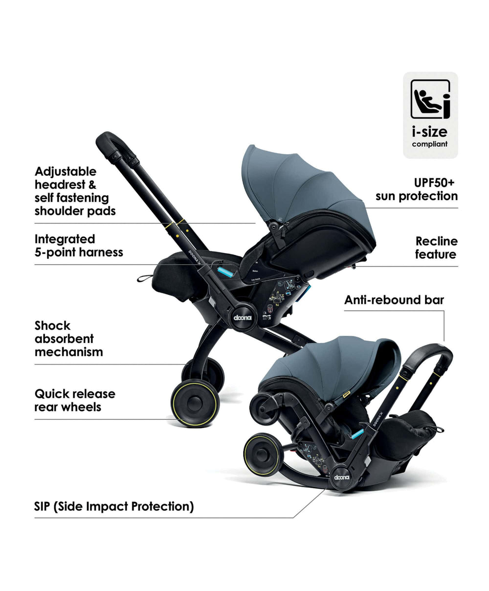 Doona Baby Car Seats Doona X Car Seat &amp; Stroller Dusty Sage with ISOFIX Base - Ocean Blue