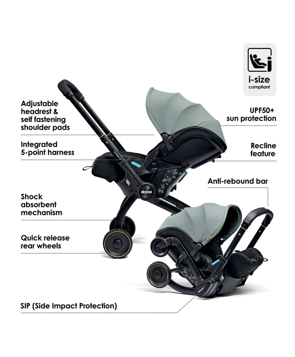 Doona Baby Car Seats Doona X Car Seat &amp; Stroller Dusty Sage with ISOFIX Base - Slate Green