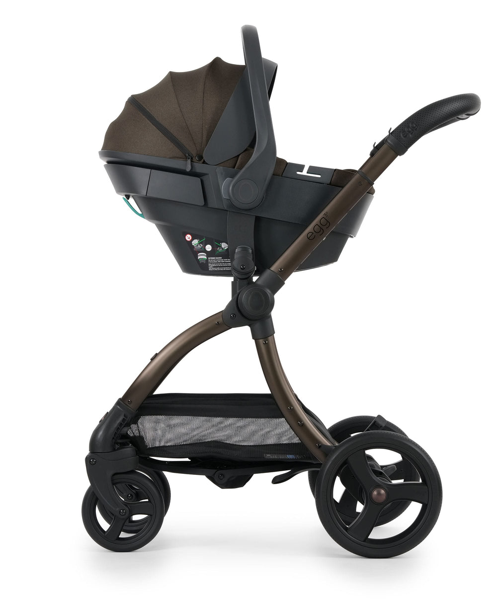 Egg (BabyStyle) Pushchairs Egg3 Complete Pushchair Bundle with Shell 360 Car Seat - Chocolate Velvet