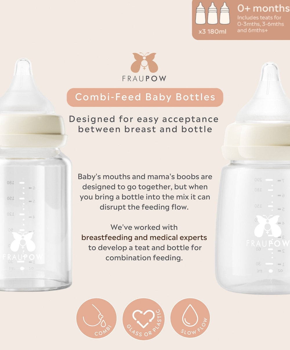 Fraupow Bottle Feeding Fraupow Combi-Feed Baby Bottles (Pack of 3)