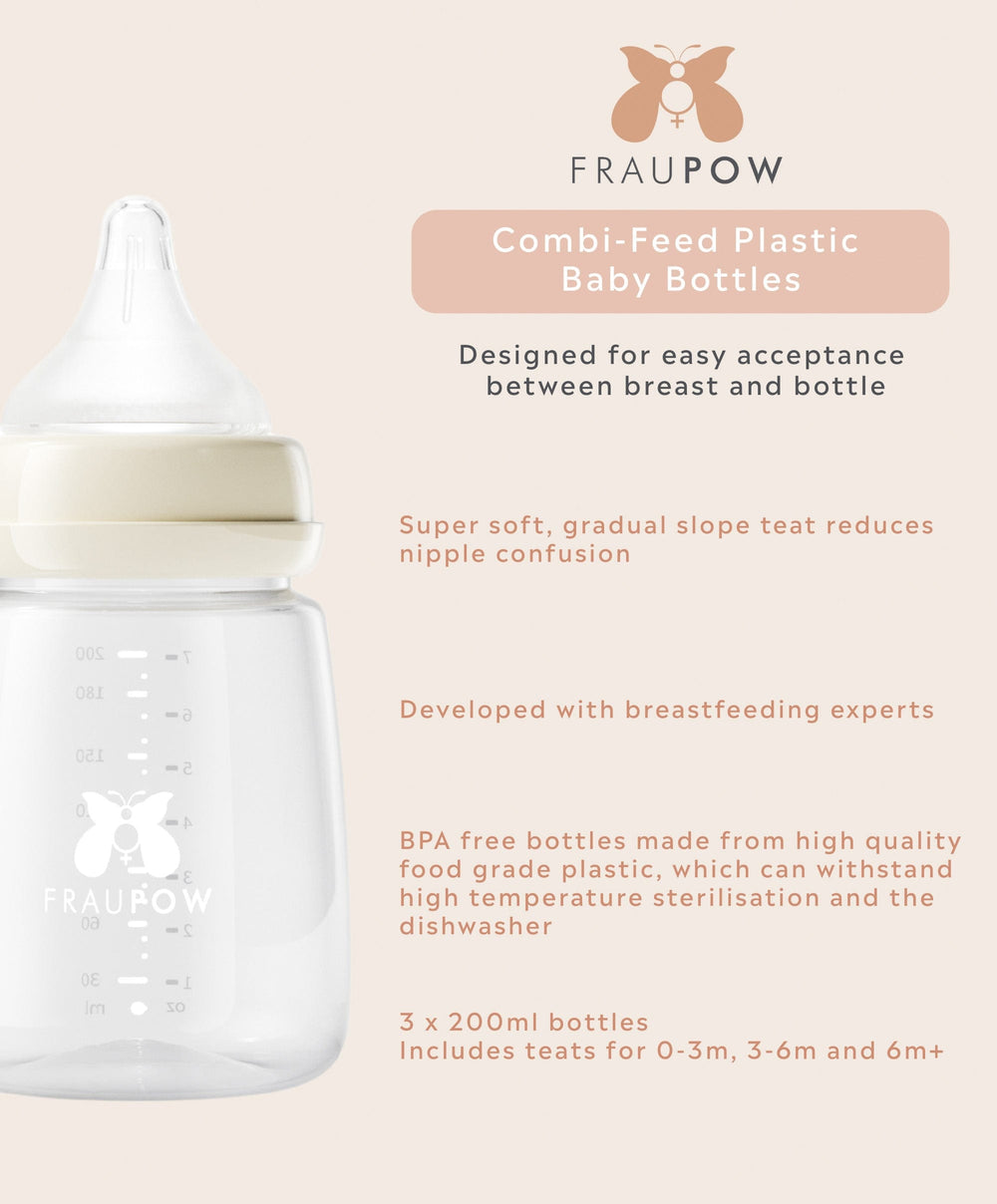 Fraupow Bottle Feeding Fraupow Combi-Feed Baby Bottles (Pack of 3)