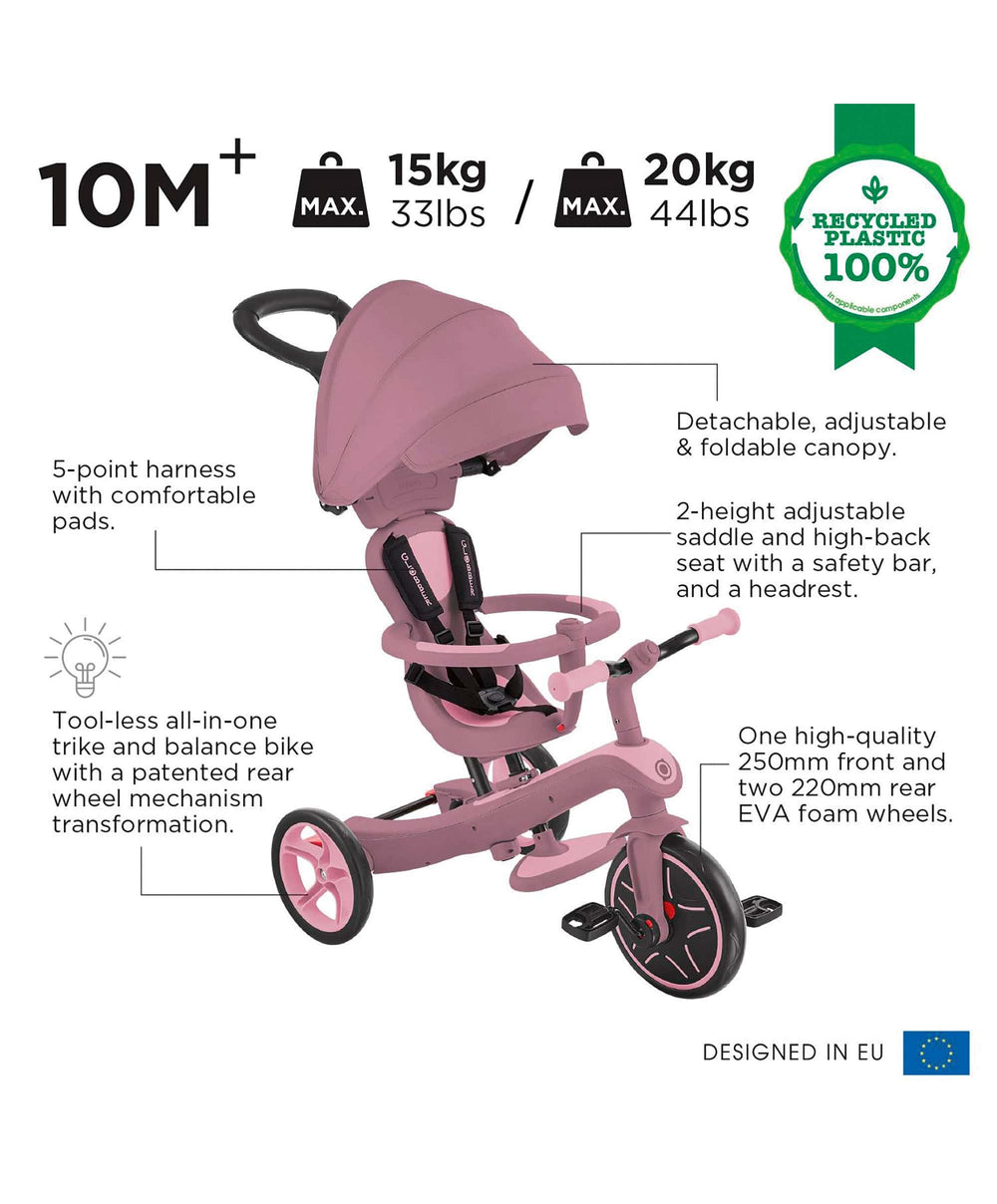 Globber Outdoor Play Globber Explorer Trike Eco 4 in 1 – Berry