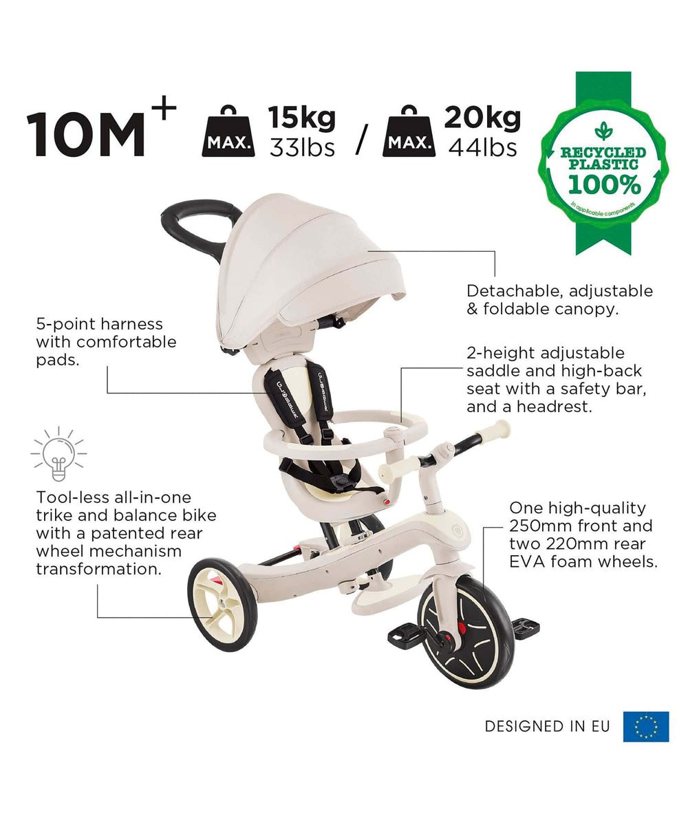 Globber Outdoor Play Globber Explorer Trike Eco 4 in 1 – Coconut