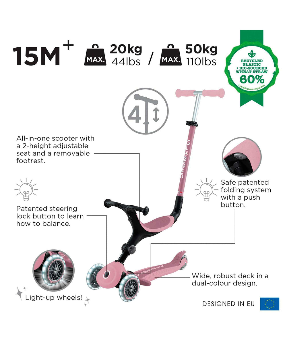 Globber Outdoor Play Globber Go Up Active Lights Eco - Berry