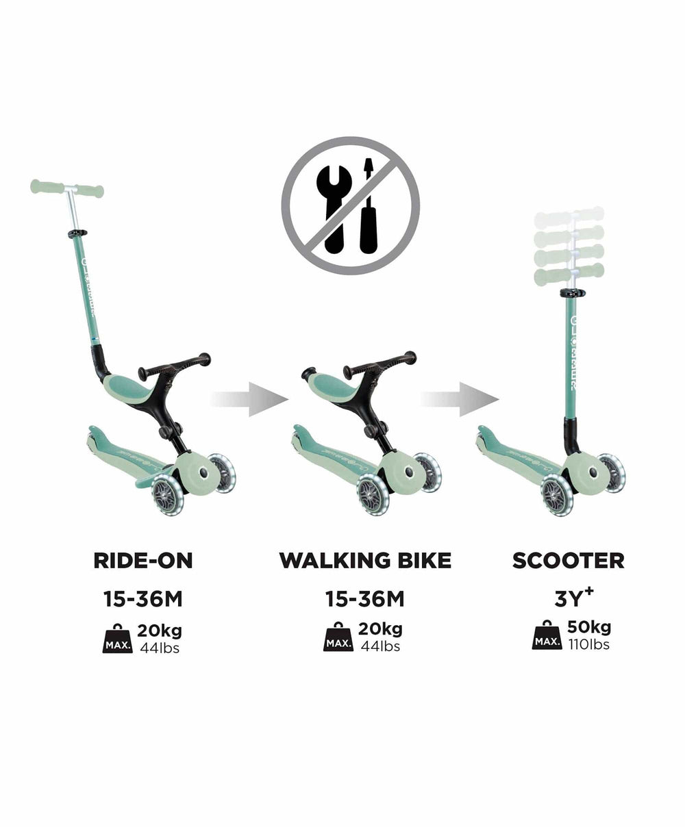 Globber Outdoor Play Globber Go Up Active Lights Eco – Pistachio