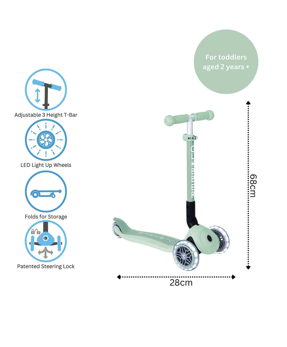 Globber Outdoor Play Globber Junior Foldable Lights Eco – Pistachio