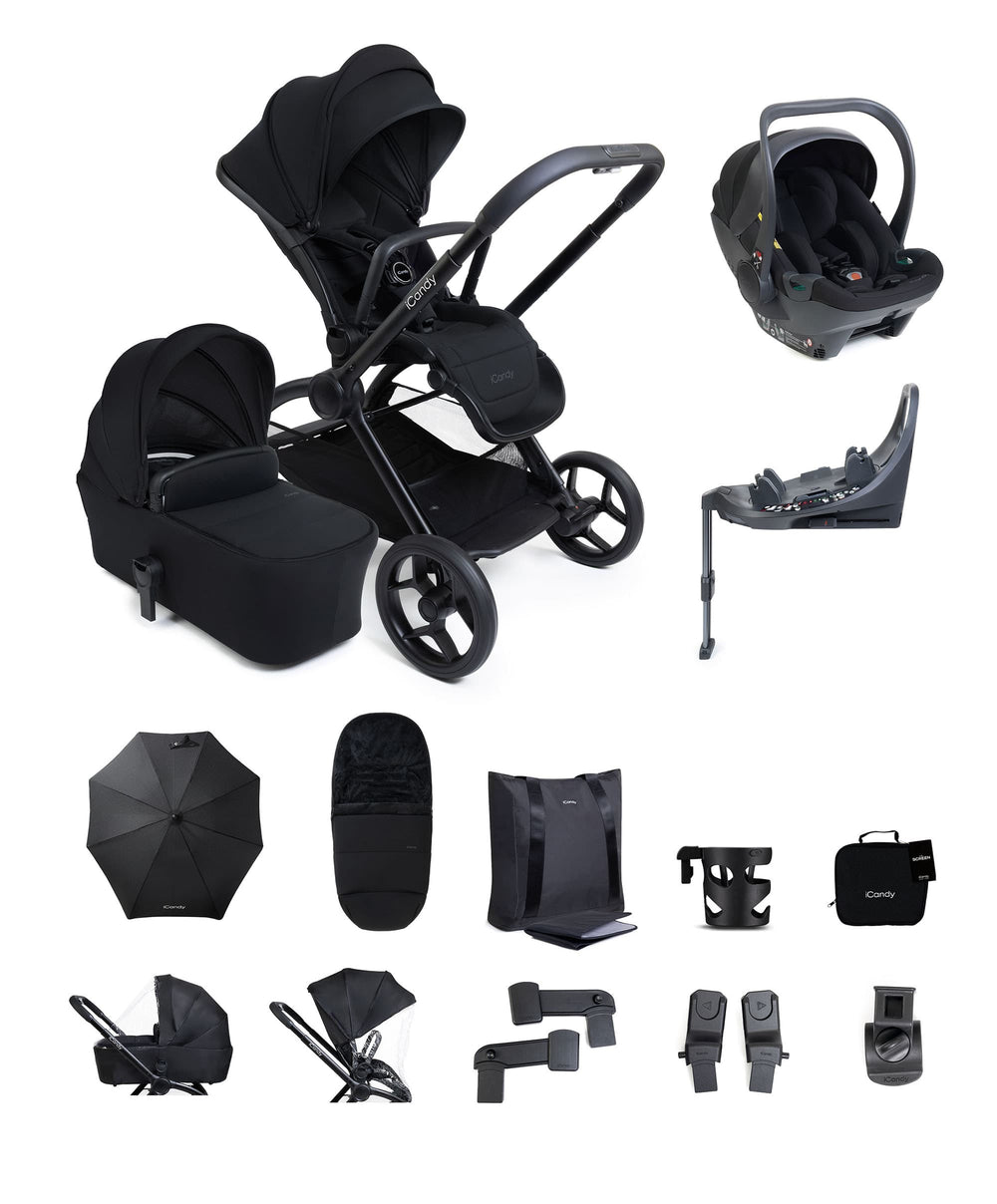iCandy iCandy Core 2 Pushchair Bundle With Maxi-Cosi Pebble Slide Pro Car Seat &amp; Base – Black