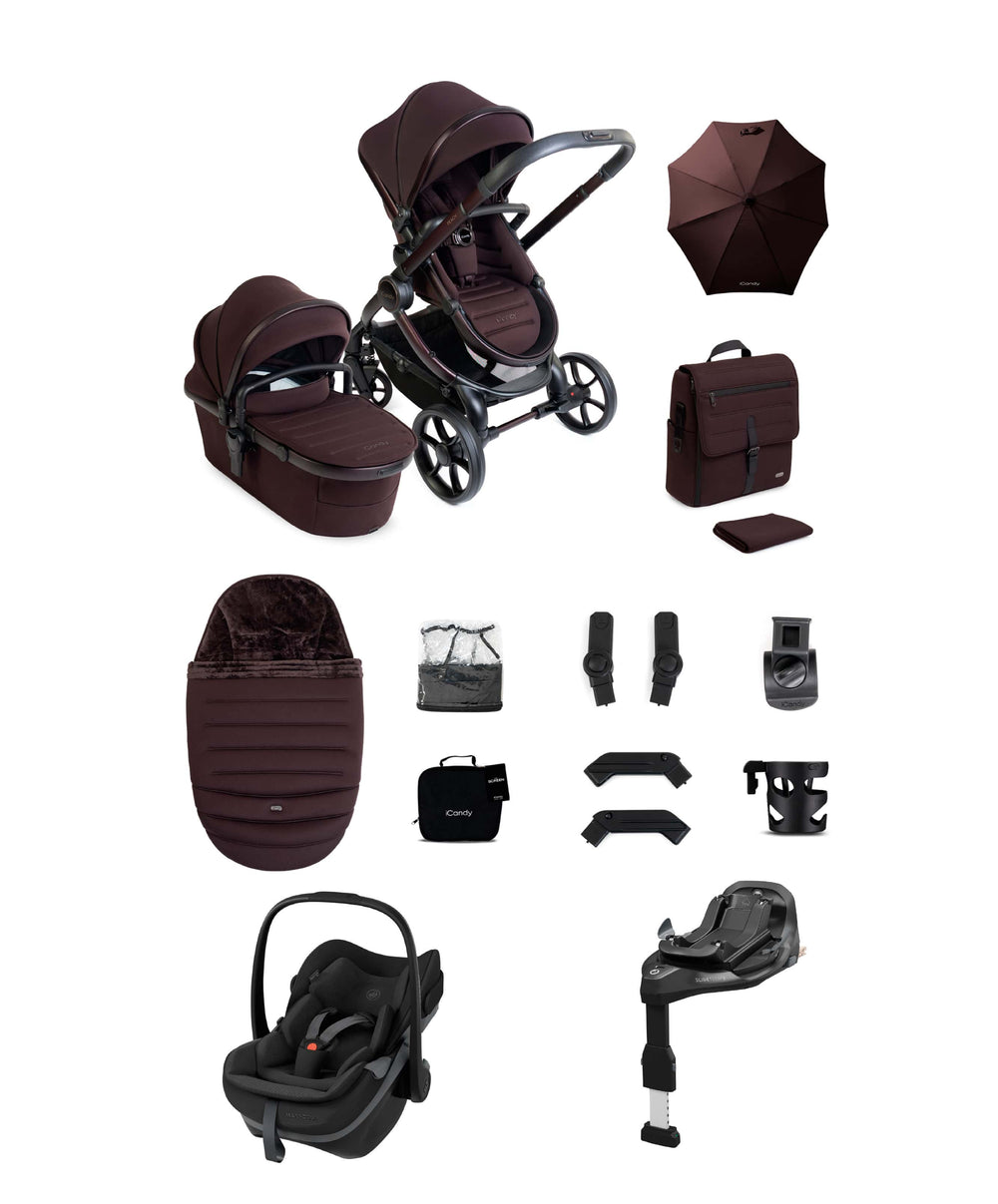 iCandy iCandy Peach 8 Complete Bundle with Maxi-Cosi Pebble Slide Pro Car Seat &amp; Base  - Coffee Bean