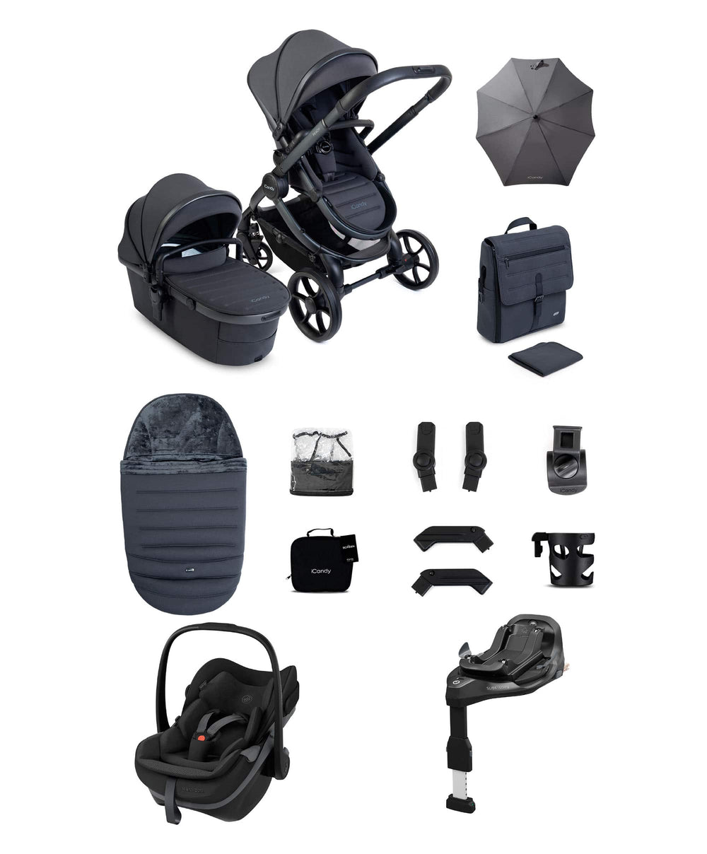 iCandy iCandy Peach 8 Complete Bundle with Maxi-Cosi Pebble Slide Pro Car Seat &amp; Base  - Grey