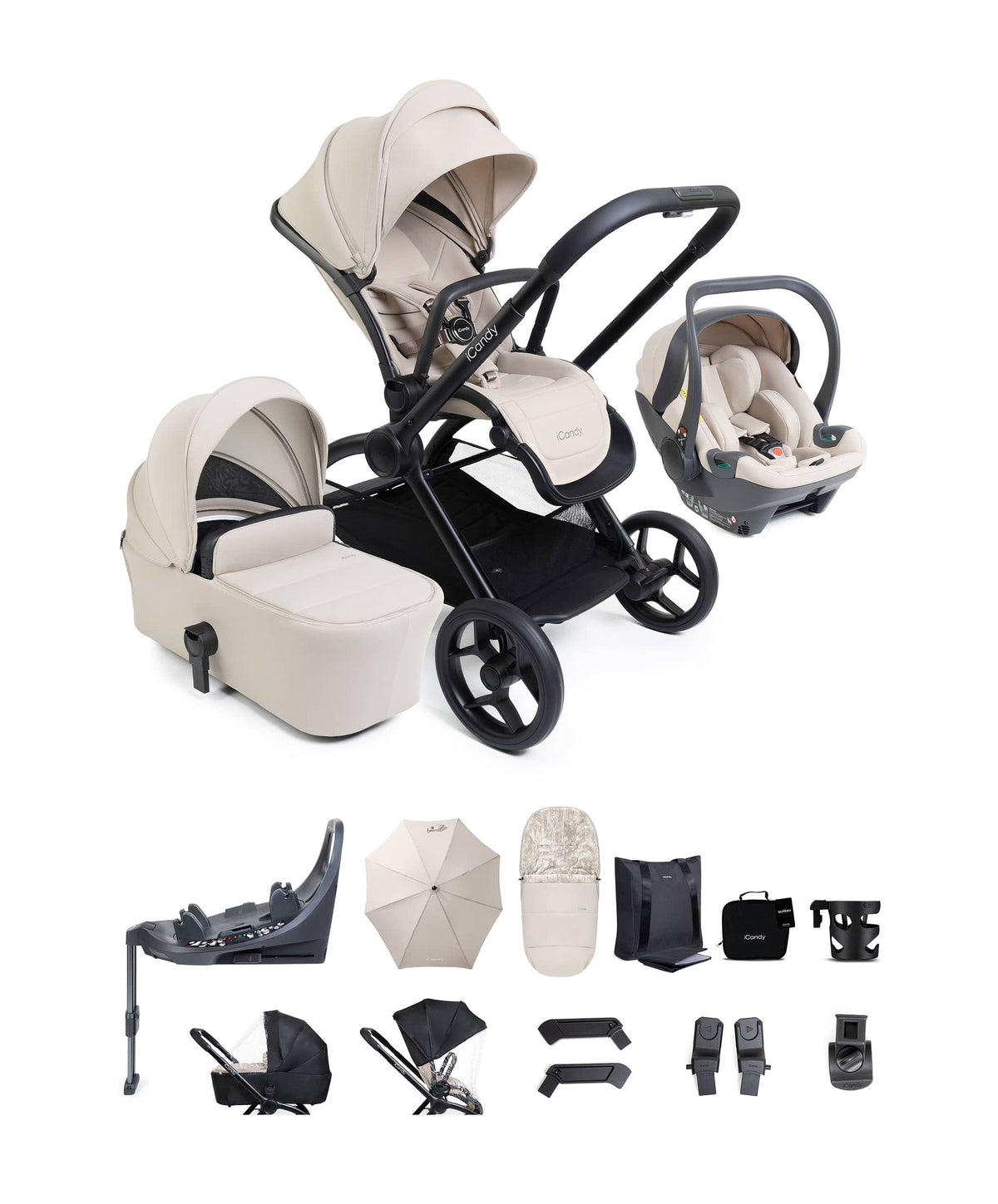 iCandy Pushchairs iCandy Core 2 Complete Travel Bundle with Cocoon 360 - Sandstone