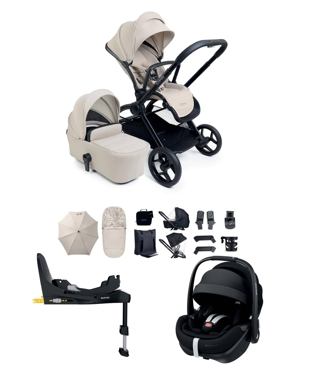 iCandy Pushchairs iCandy Core 2 Pushchair Bundle With Maxi-Cosi Pebble 360 Pro Car Seat &amp; Base - Sandstone