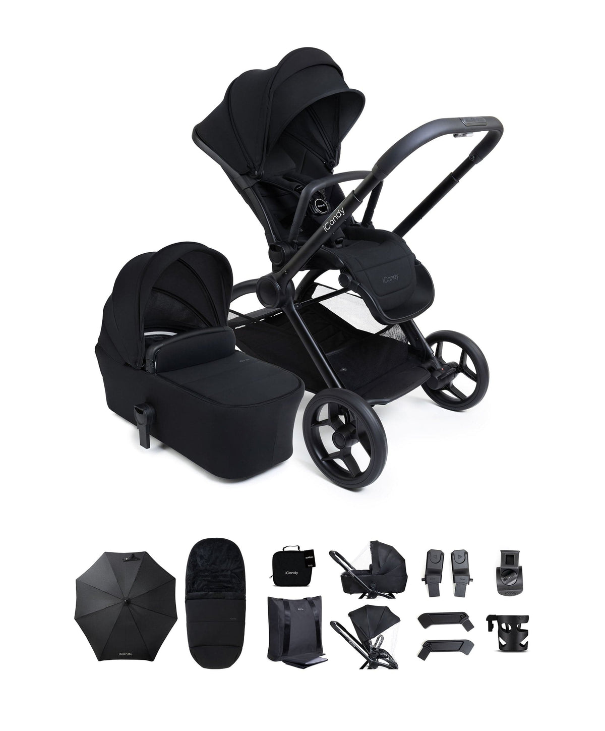 iCandy Pushchairs iCandy Core 2 Pushchair & Carrycot Bundle - Black