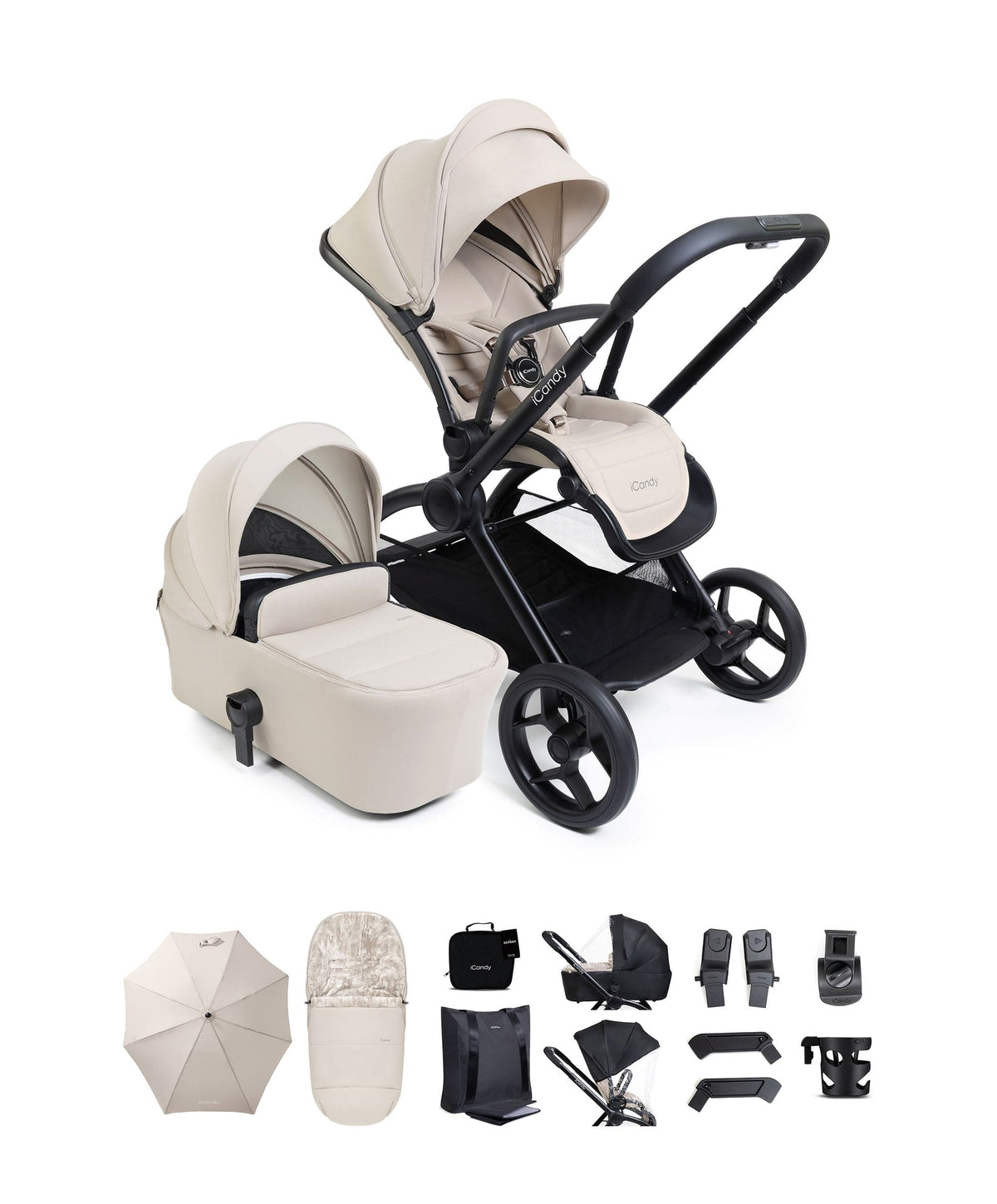 iCandy Pushchairs iCandy Core 2 Pushchair & Carrycot Bundle - Sandstone