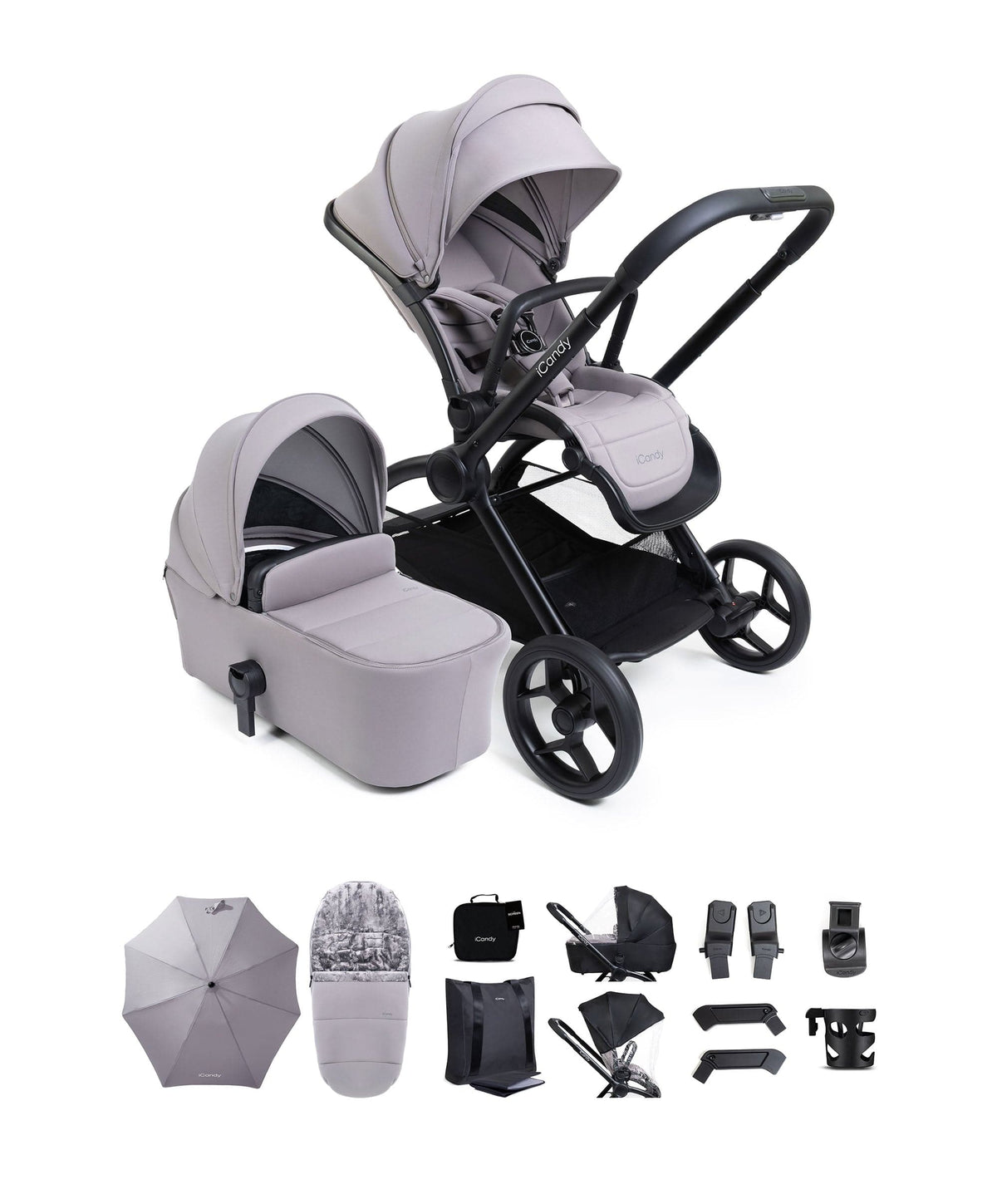 iCandy Pushchairs iCandy Core 2 Pushchair & Carrycot Bundle - Storm Grey