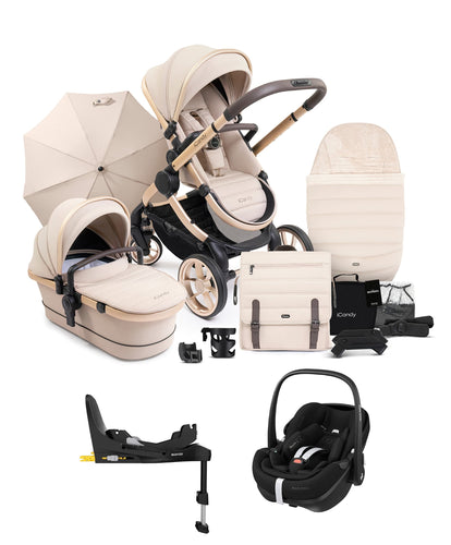 iCandy Pushchairs iCandy Peach 7 Bundle in Biscotti with Maxi-Cosi Pebble 360 Pro Car Seat & FamilyFix 360 Base